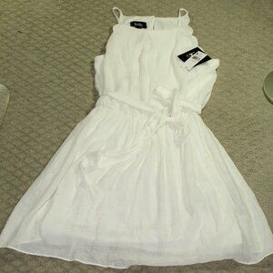 NWT by & by Size L Off White Belted Fully Lined Rayon Blend Gauze Sun Dress